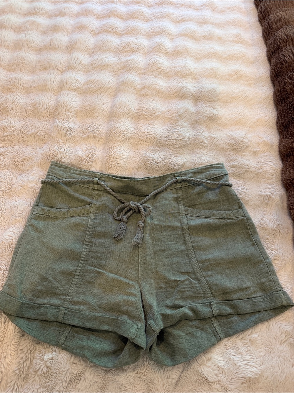 C&C California Olive Braided Drawstring High-Waist Shorts